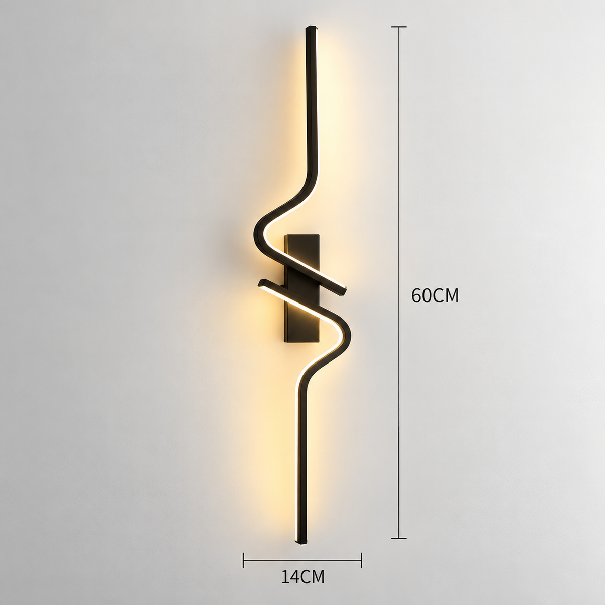 Grande applique murale LED noire ondulée – SKELVIK