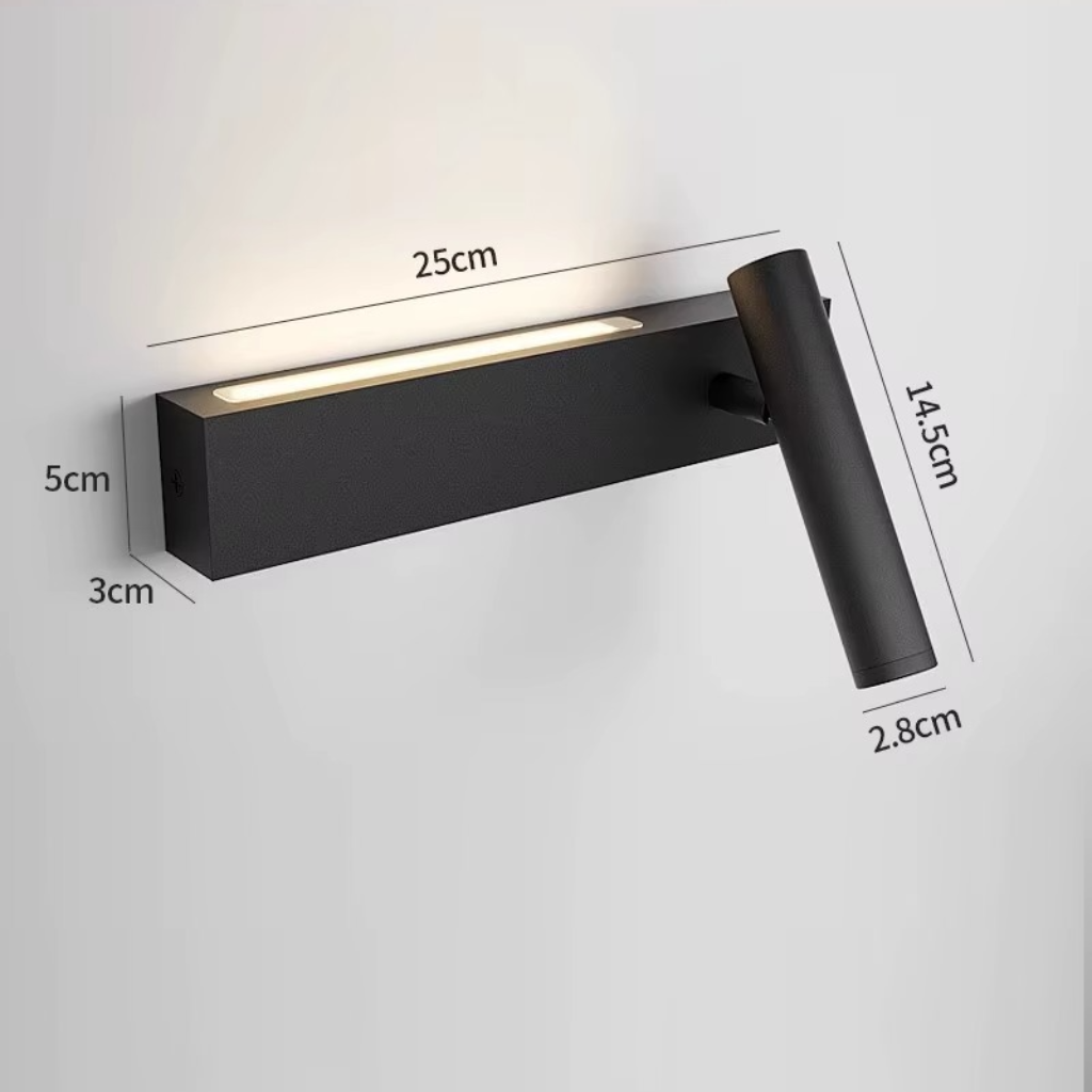 applique murale liseuse LED spot articulé fond blanc — Alenza