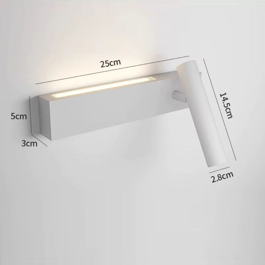 applique murale liseuse LED spot orientable fond blanc — Alenza