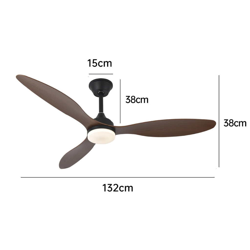 plafonnier ventilateur LED trois pales dimensions et cotes — Alenza