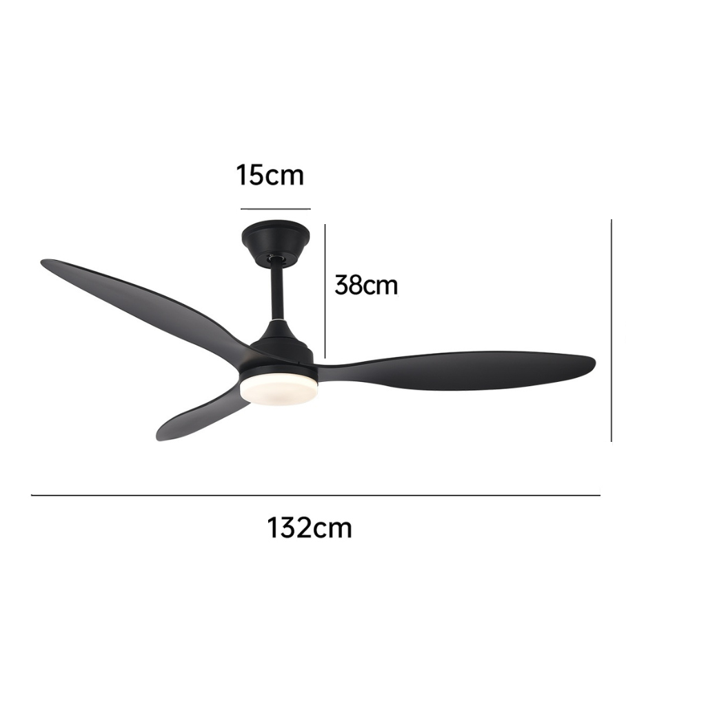 plafonnier ventilateur LED trois pales AERVIA vue 3 — Alenza