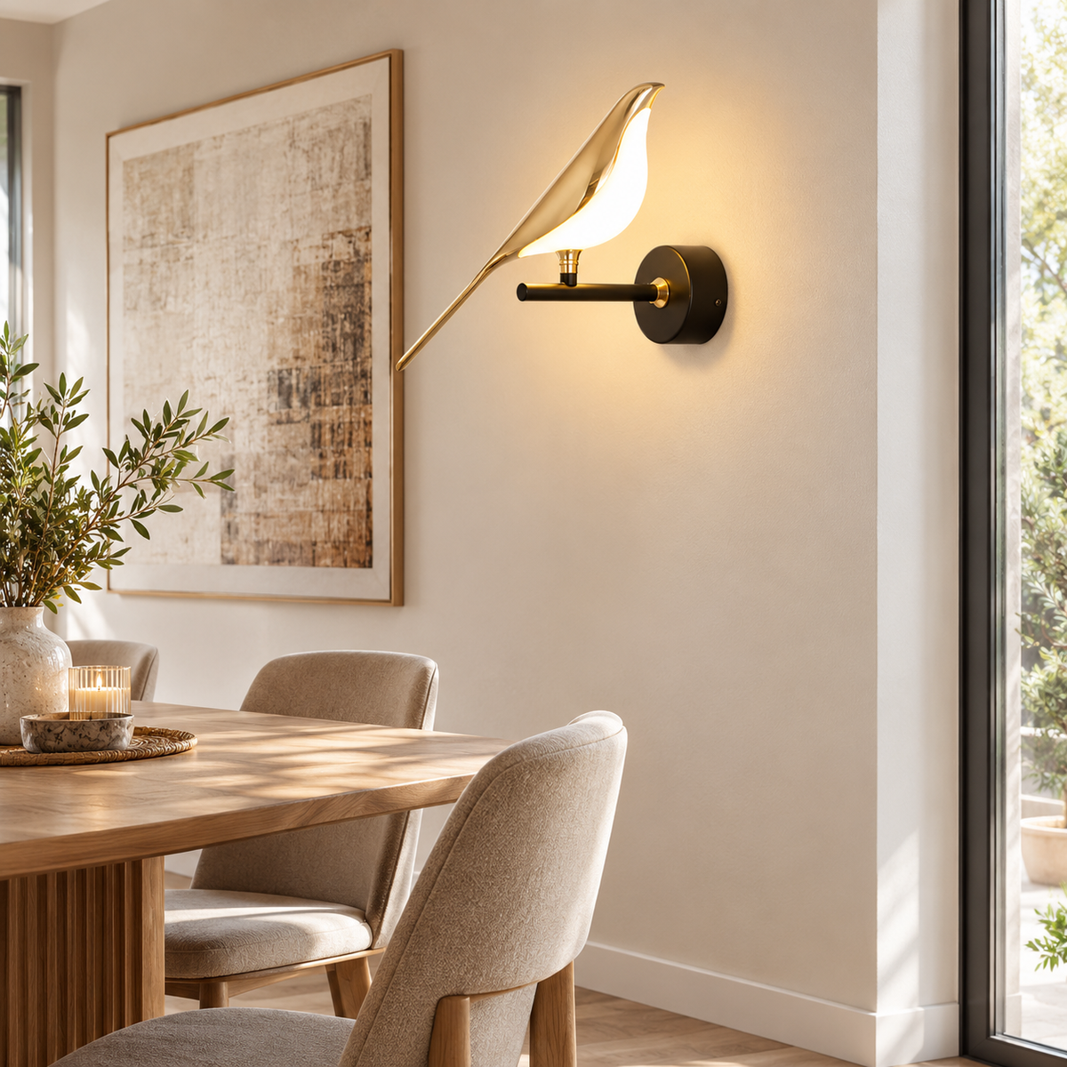 Applique murale LED dorée design orientable en forme d'oiseau SELENA