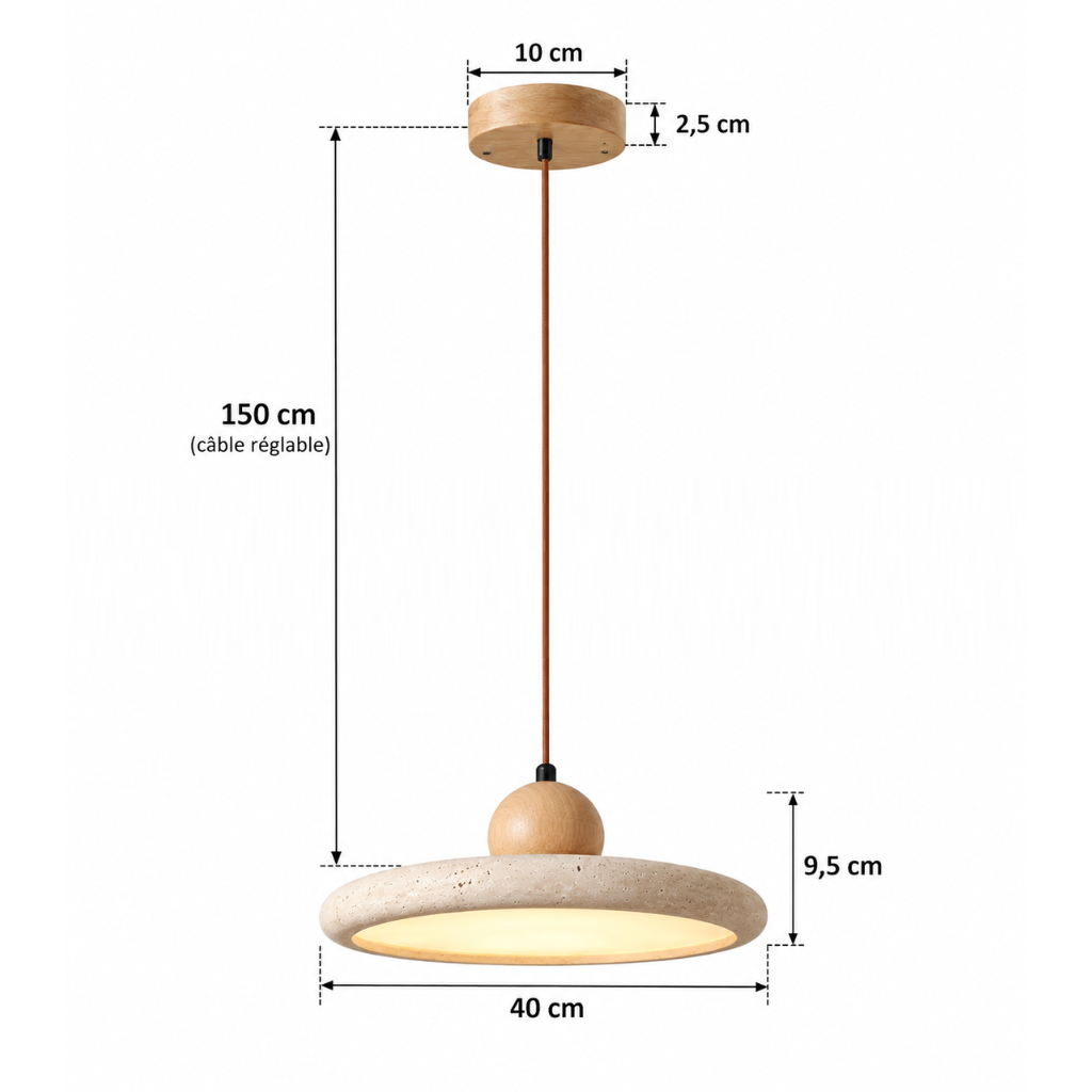 Suspension en Travertin et Bois LED SONOMA - Image 18