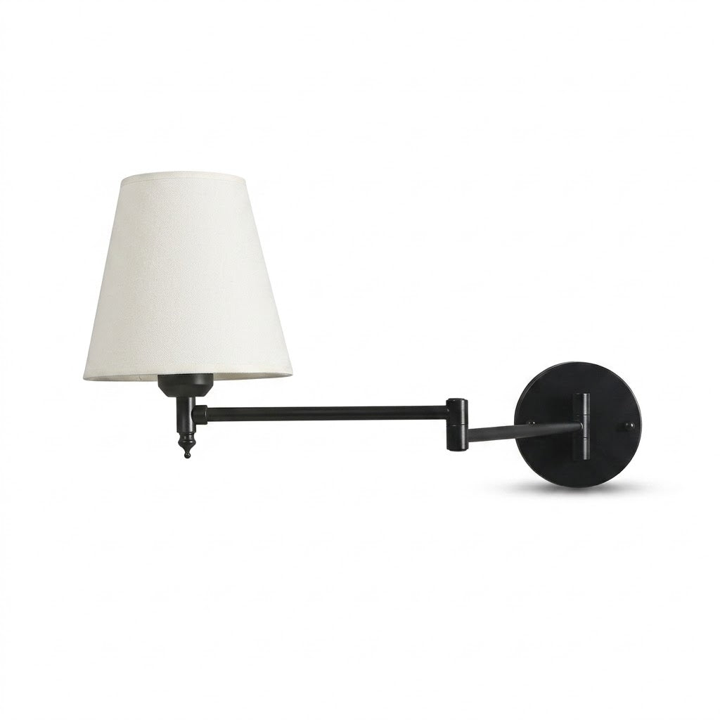 Applique lisuese murale avec bras articulé en laiton et abat-jour tissu LISANA