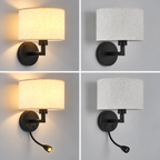 Applique murale liseuse en laiton, abat-jour tissu, ports USB et USB-C, MARELIA - Image 12