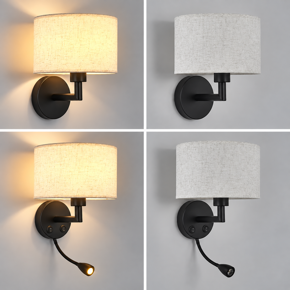 Applique murale liseuse en laiton, abat-jour tissu, ports USB et USB-C, MARELIA - Image 12