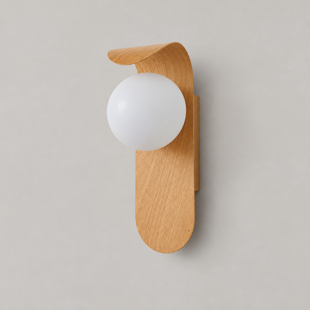 Applique murale bois et globe opalin  NORIA - Image 3