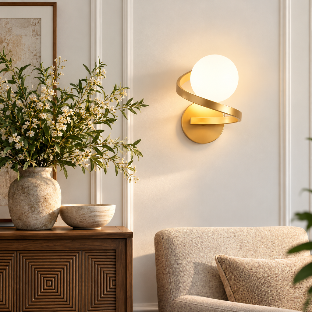 Applique murale LED avec globe opale LUNESSA - Image 9