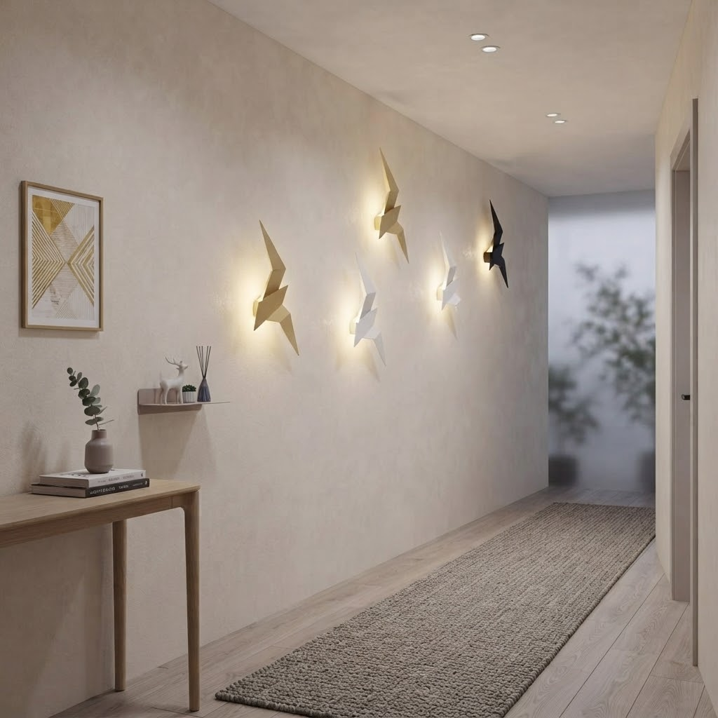 Applique murale LED, métal, silhouette oiseau, éclairage indirect, ENVOLA