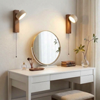 Applique murale bois massif, travertin, tête orientable et avec tirette KORVEN
