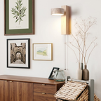 Applique murale bois massif, travertin, tête orientable et avec tirette KORVEN