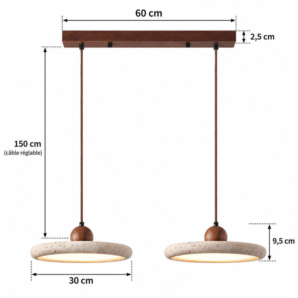 Suspension en Travertin et Bois LED SONOMA - Image 15