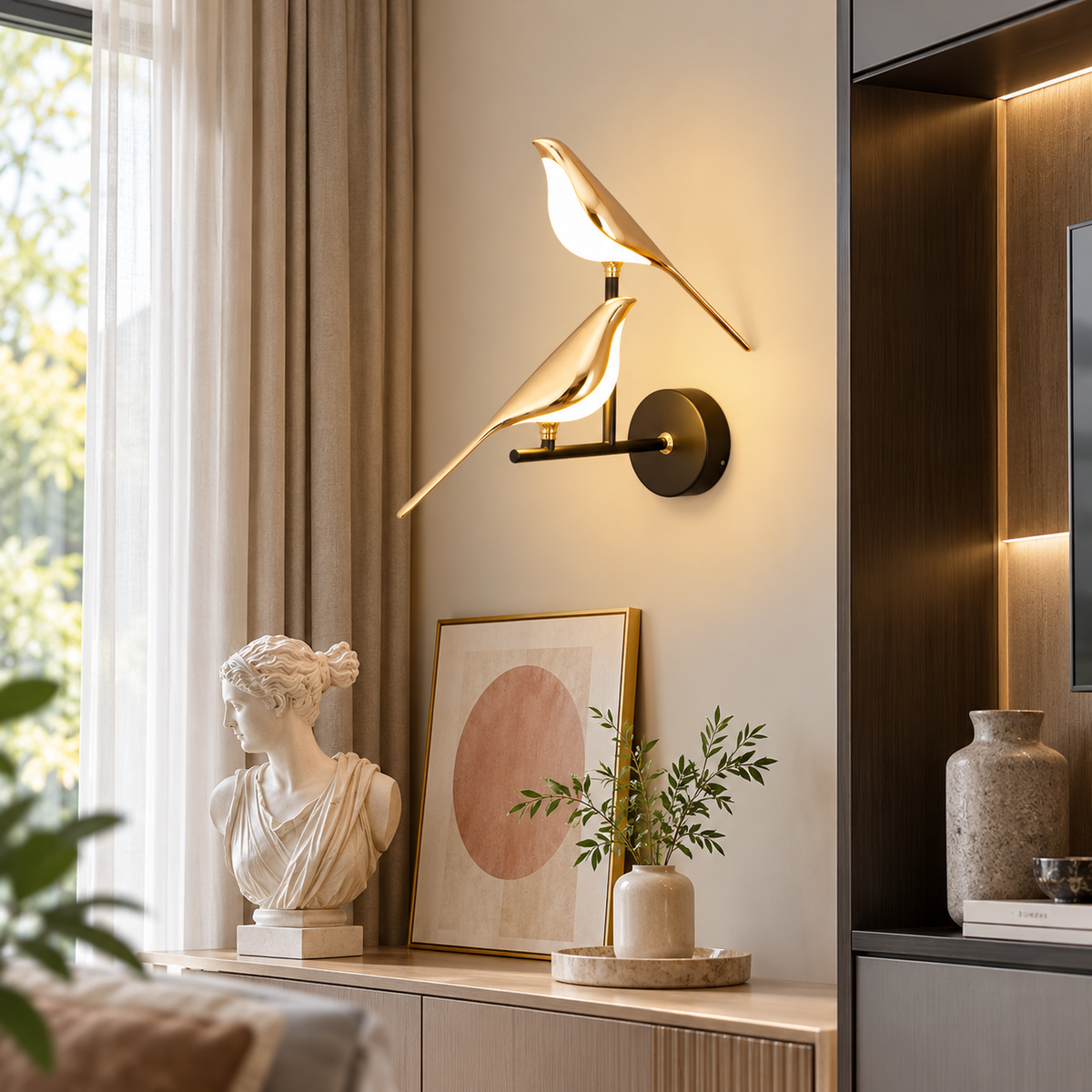 Applique murale LED dorée design orientable en forme d'oiseau SELENA