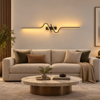 Grande applique murale LED noire ondulée – SKELVIK