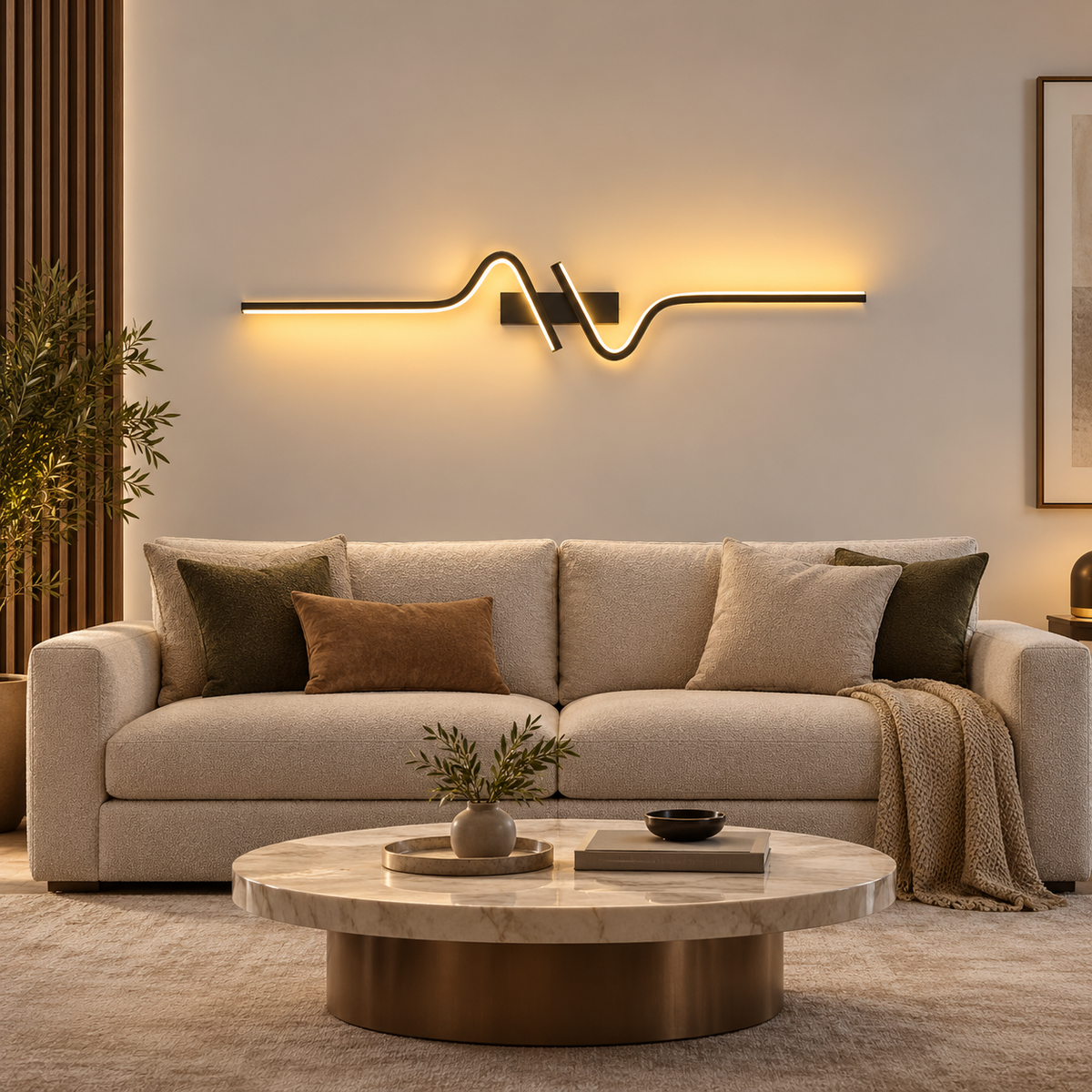 Grande applique murale LED noire ondulée – SKELVIK