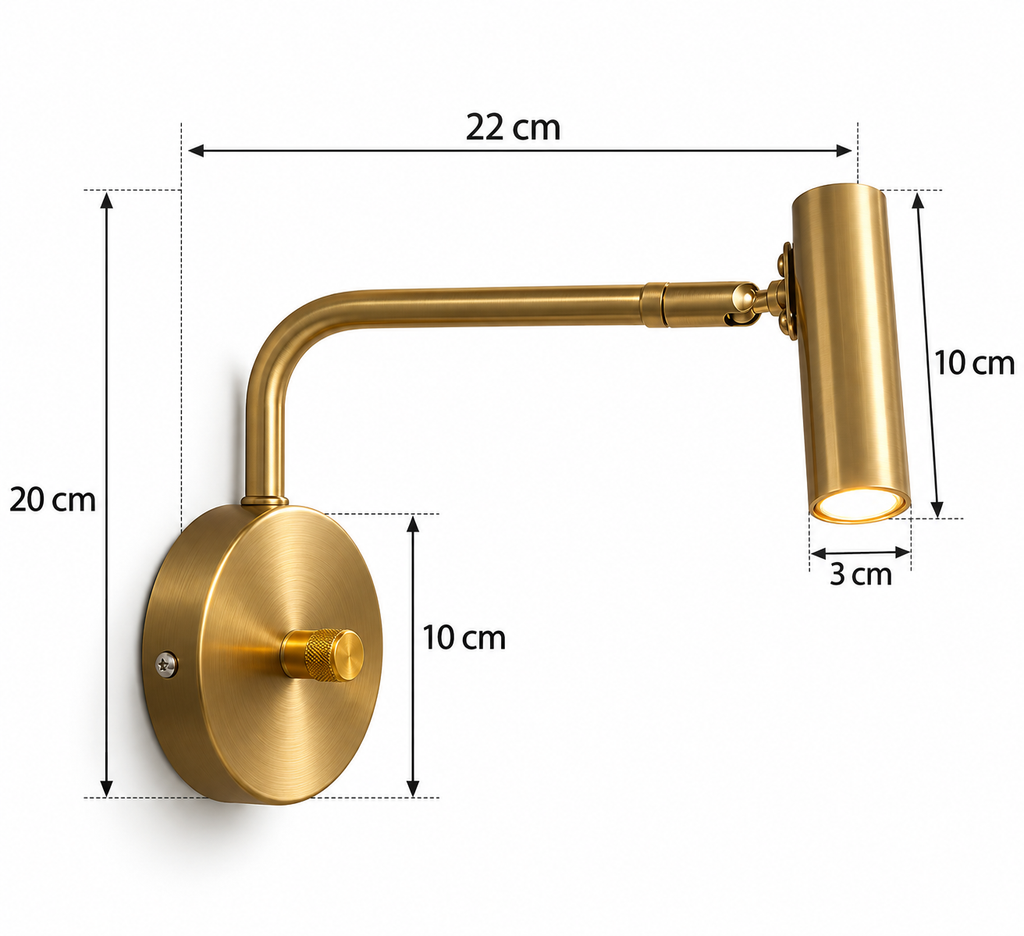 Applique murale laiton doré orientable avec interrupteur FAGINE - Image 12
