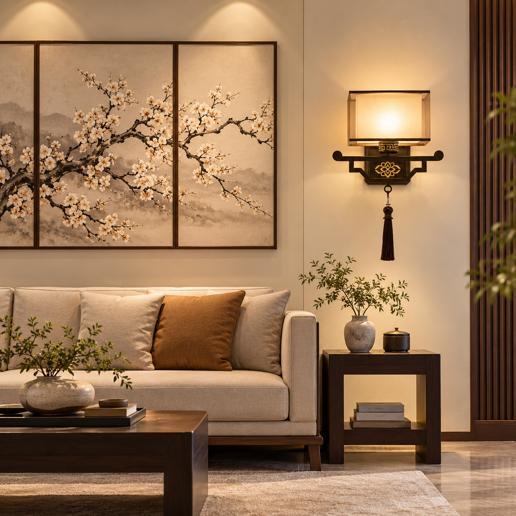Applique murale japonaise en métal et tissu  SAKURA