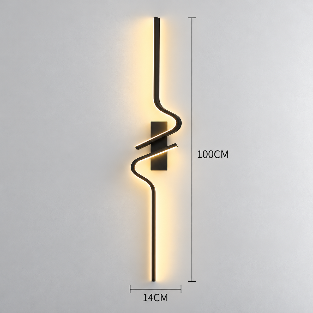 Grande applique murale LED noire ondulée – SKELVIK