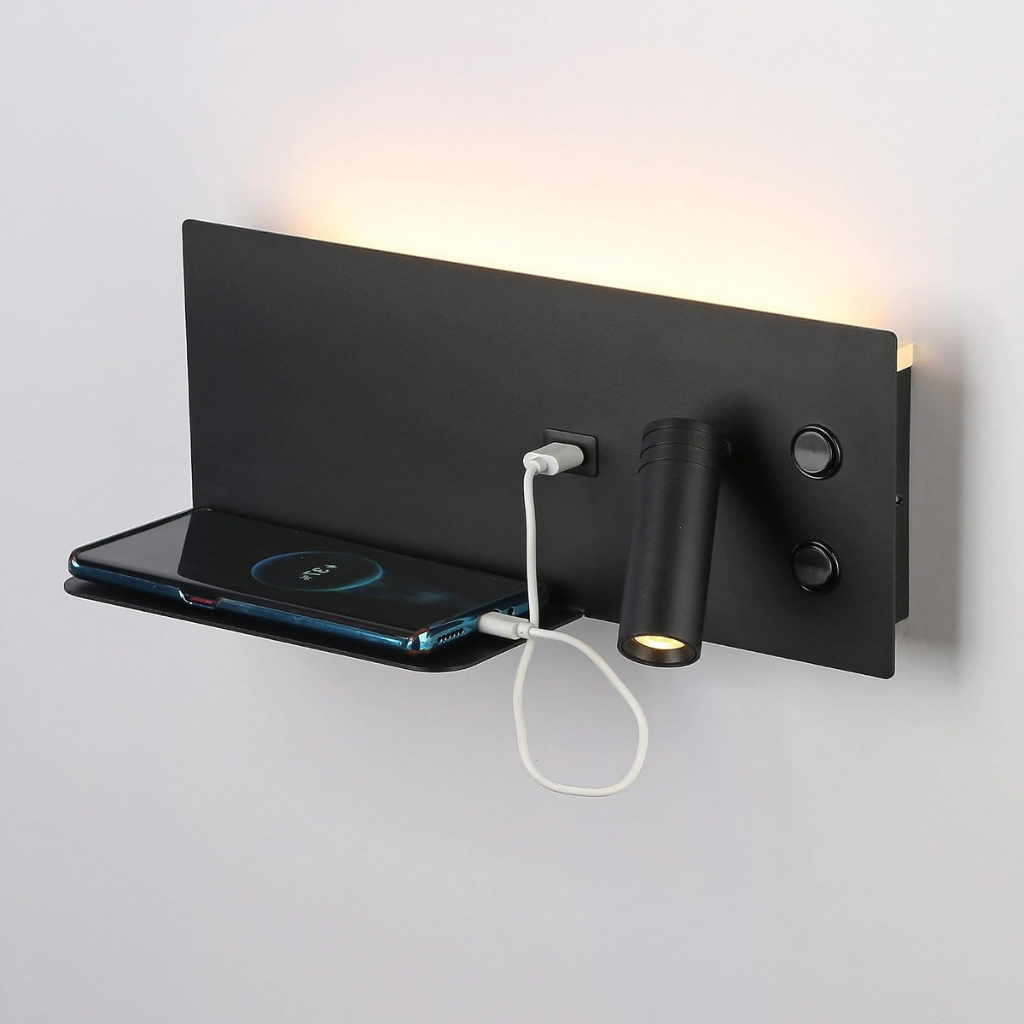 applique murale liseuse double éclairage avec chargeur induction et USB NALO - Image 6