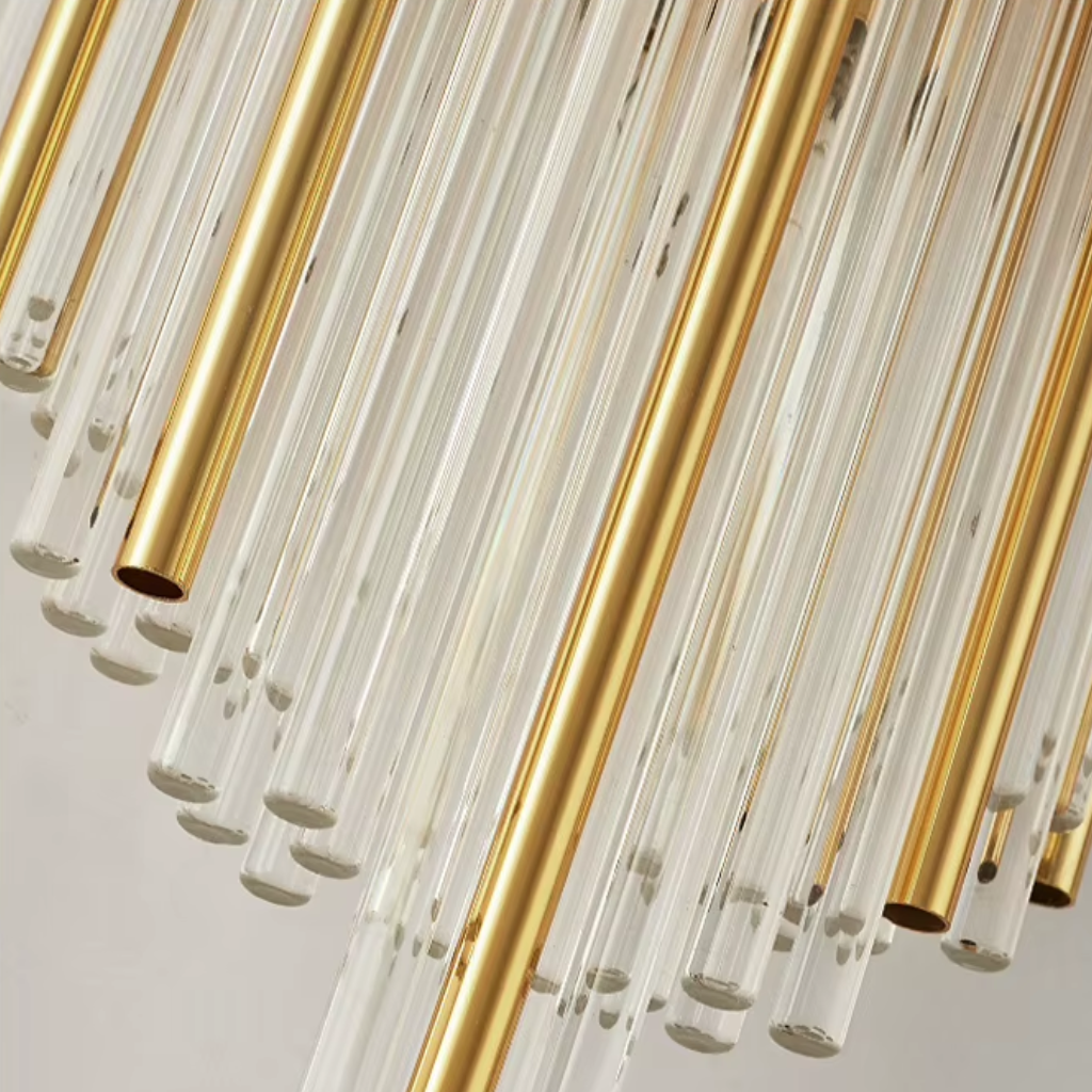Applique murale Art déco, baguettes de verre et métal doré avec double éclairage SELIA