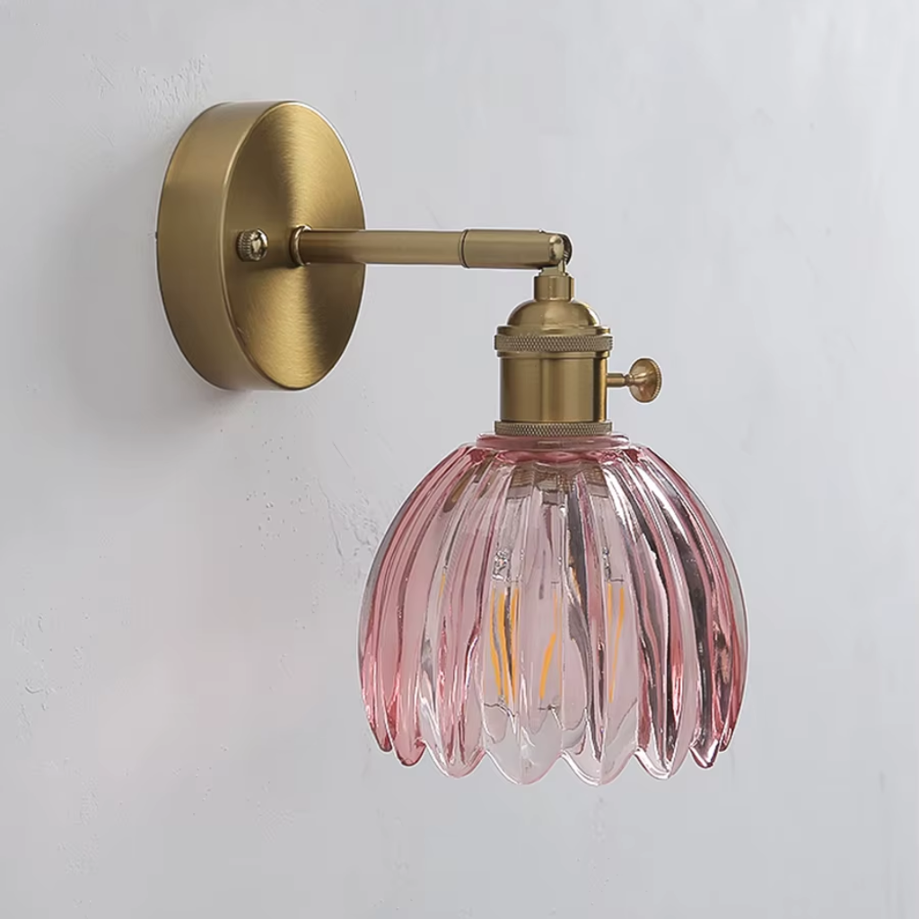 Applique murale fleur vintage articulée en laiton et verre CALYSTE - Image 13