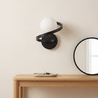 applique murale globe verre opale ruban métal chambre — Alenza
