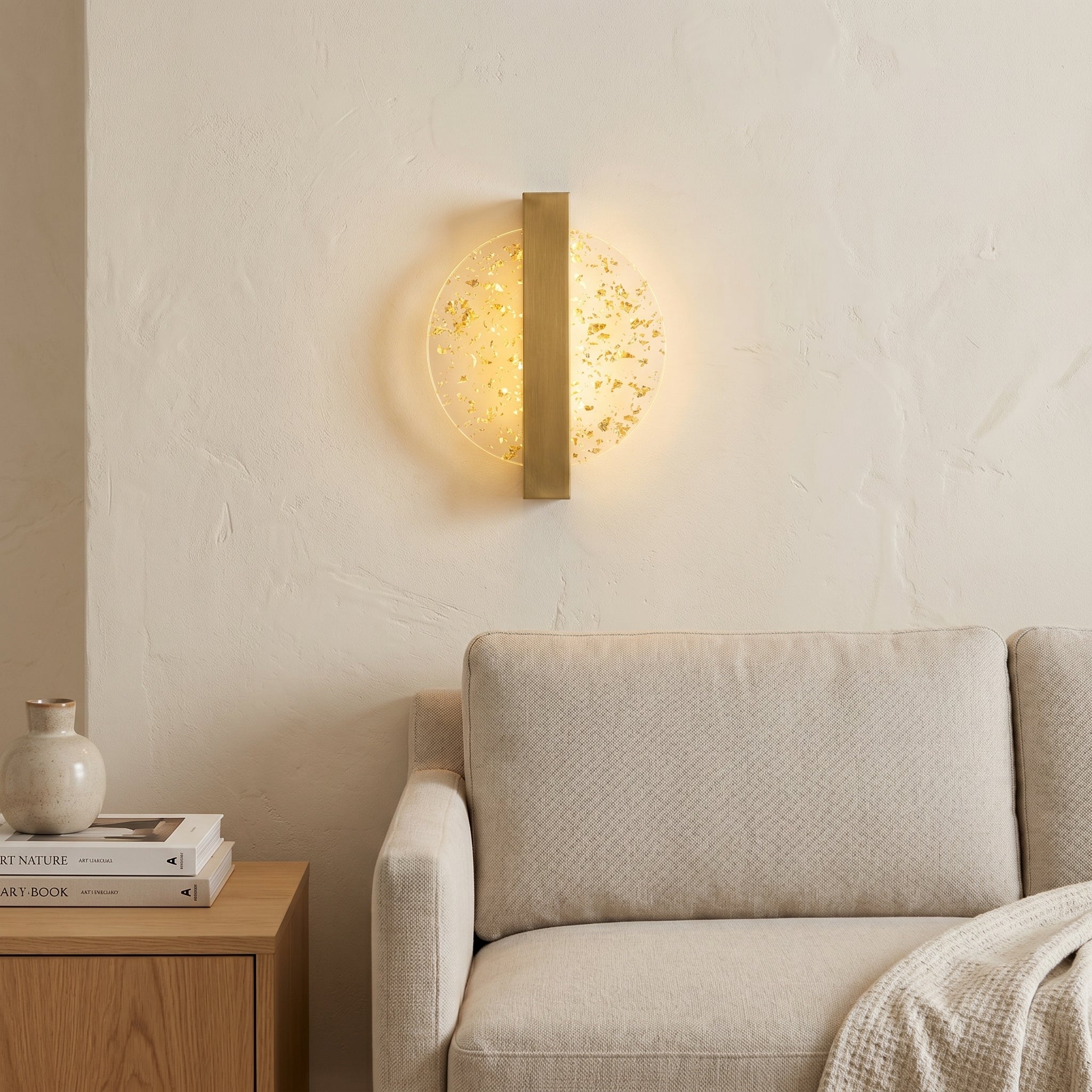 applique murale LED paillettes dorées coin lecture — Alenza