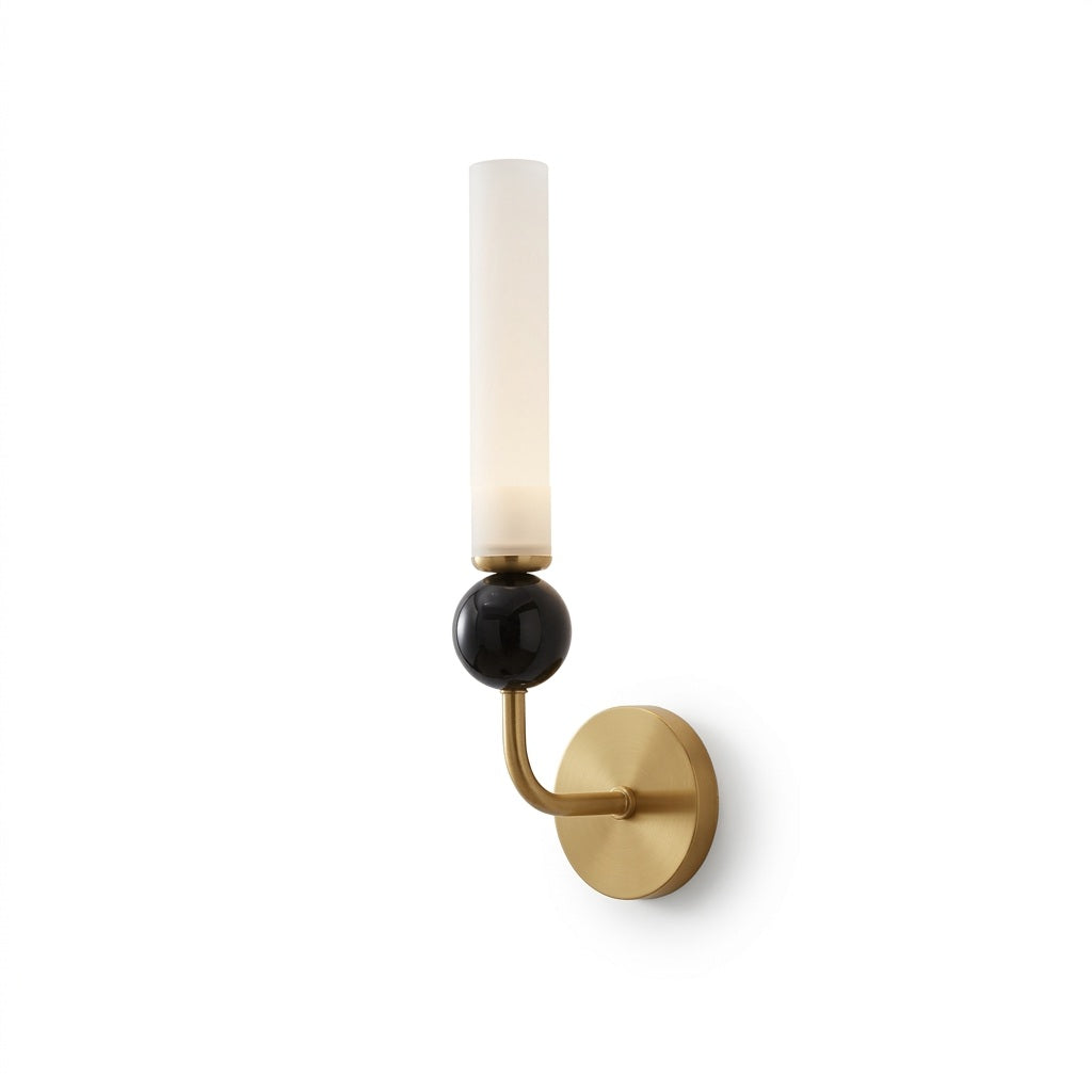 Applique murale marbre noir, verre opalin et métal doré ou noir OLENA