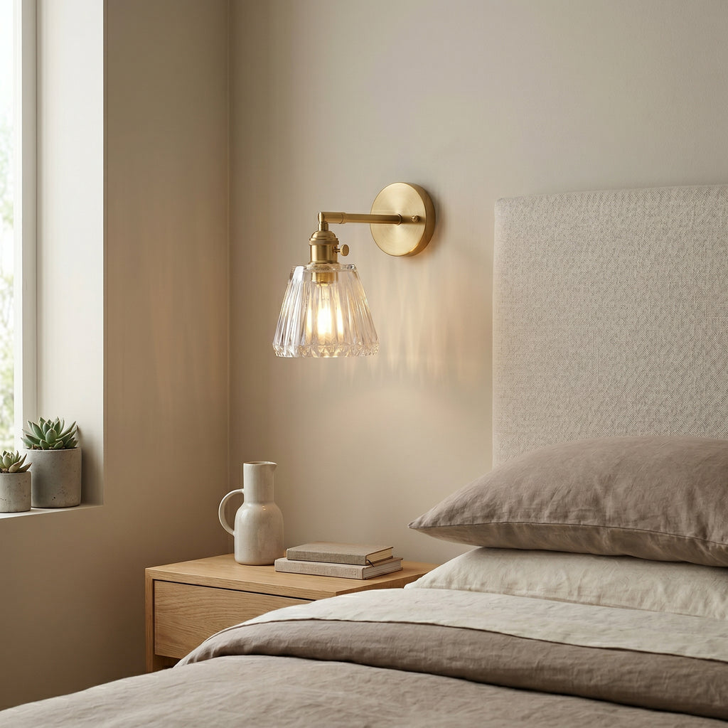 applique murale laiton verre tête de lit — Alenza