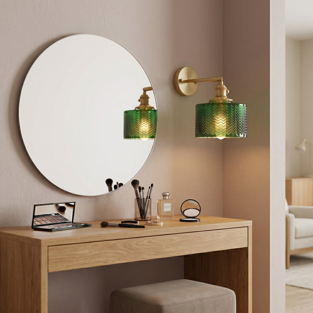 applique murale laiton verre vintage tête de lit — Alenza
