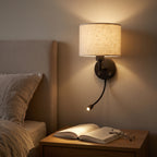 applique murale liseuse laiton abat-jour tissu USB MARELIA vue 13 — Alenza