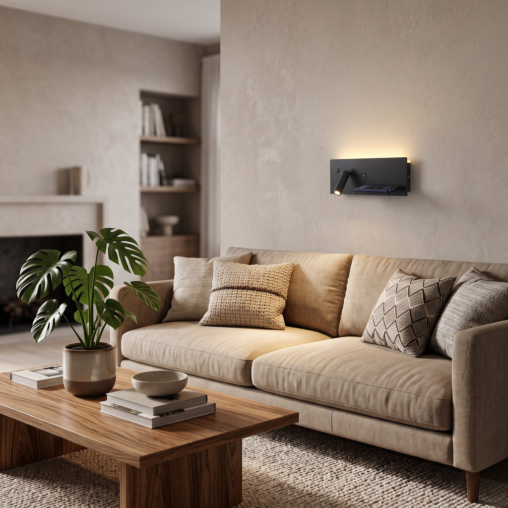 applique murale liseuse chargeur induction et USB NALO vue 3 — Alenza