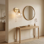 applique murale laiton verre strié globe tête articulée salon — Alenza
