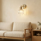 applique murale fleur laiton corolle verre couloir — Alenza
