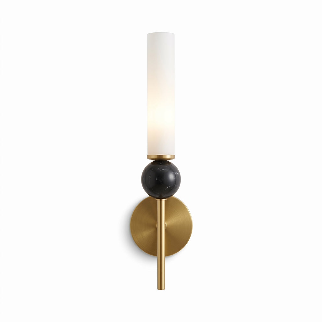 Applique murale marbre noir, verre opalin et métal doré ou noir OLENA