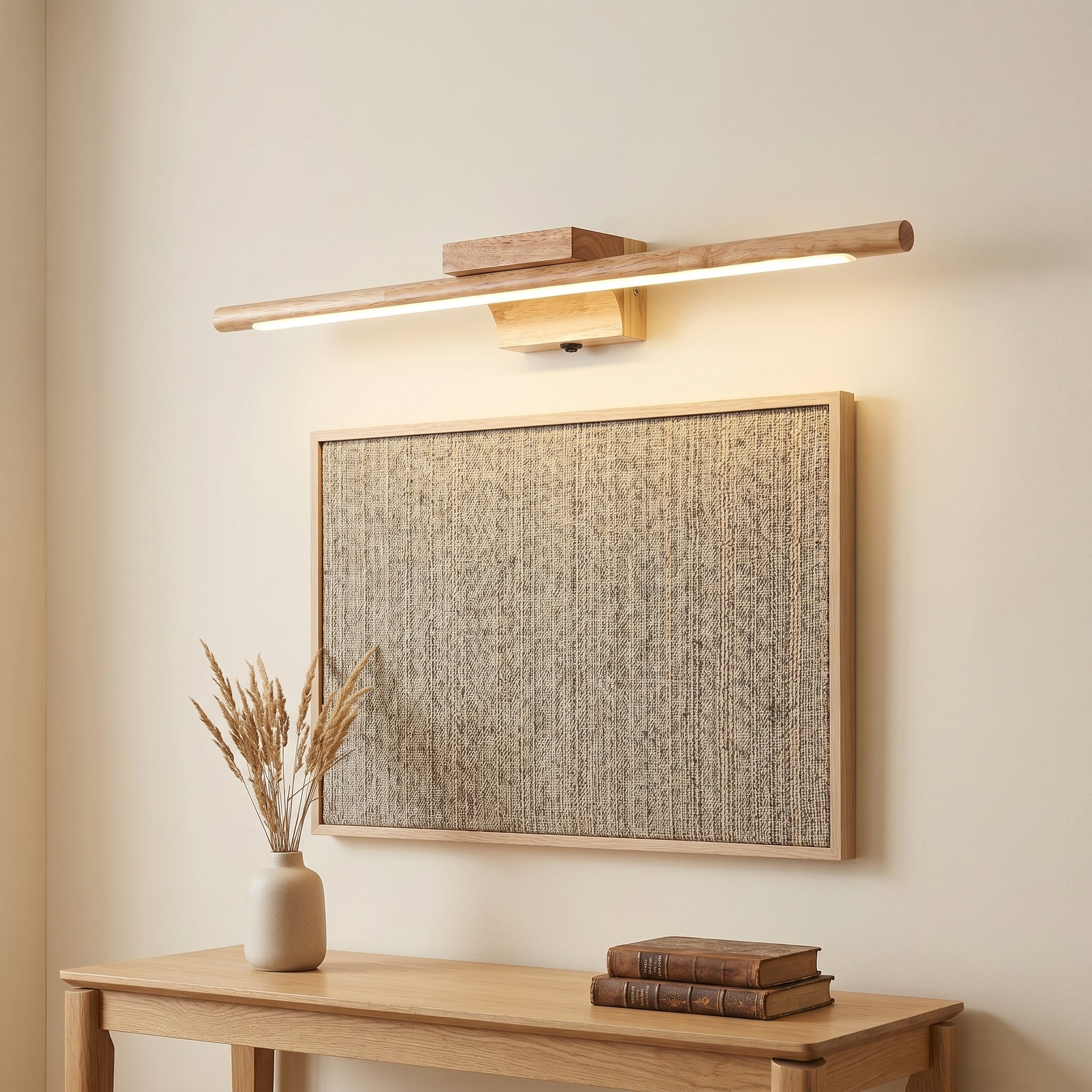 Applique salle de bain LED bois pour miroir, interrupteur intégré, IP44, OLVENA
