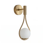 applique murale dorée globe verre opalin goutte chambre — Alenza