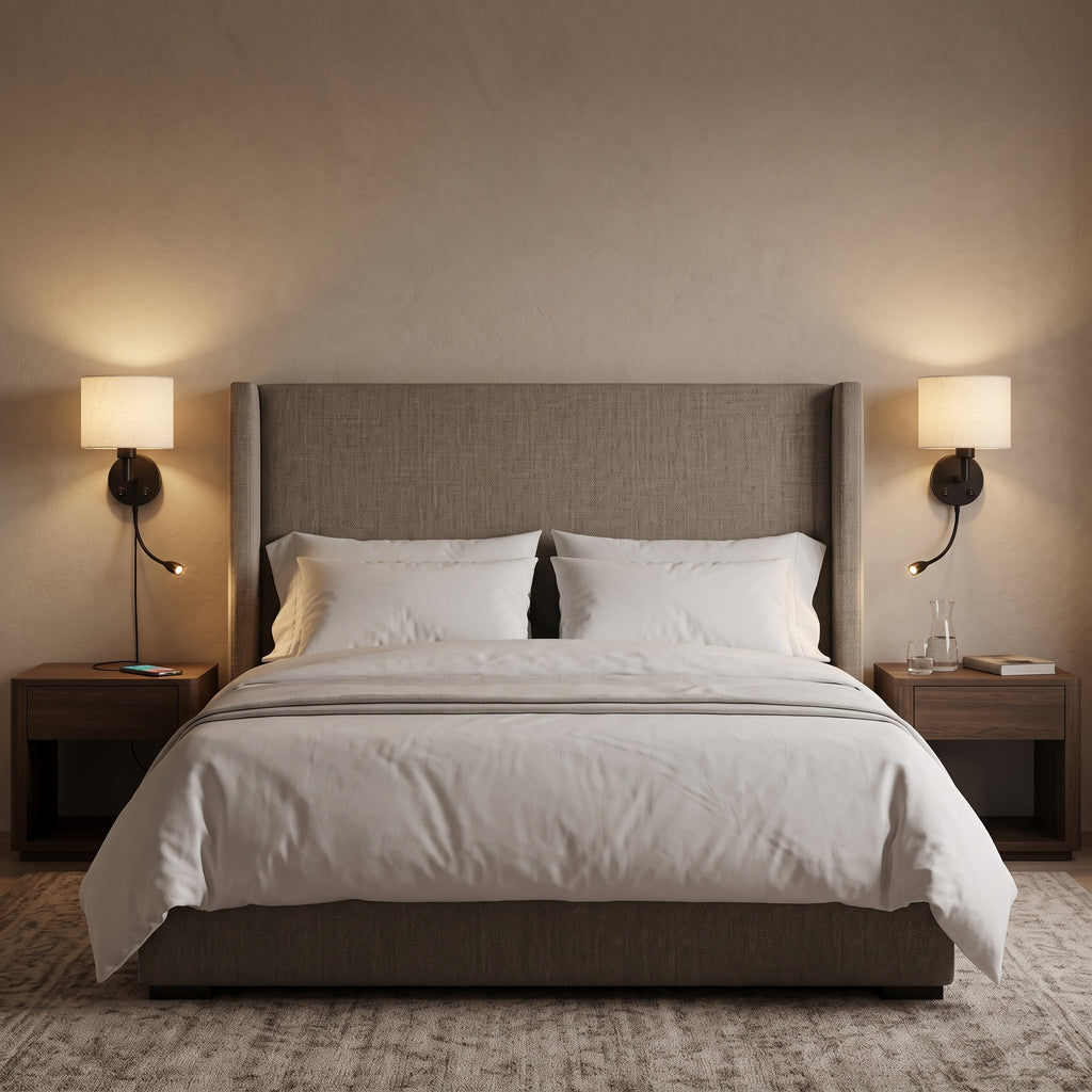 applique murale liseuse laiton abat-jour tissu USB MARELIA vue 14 — Alenza