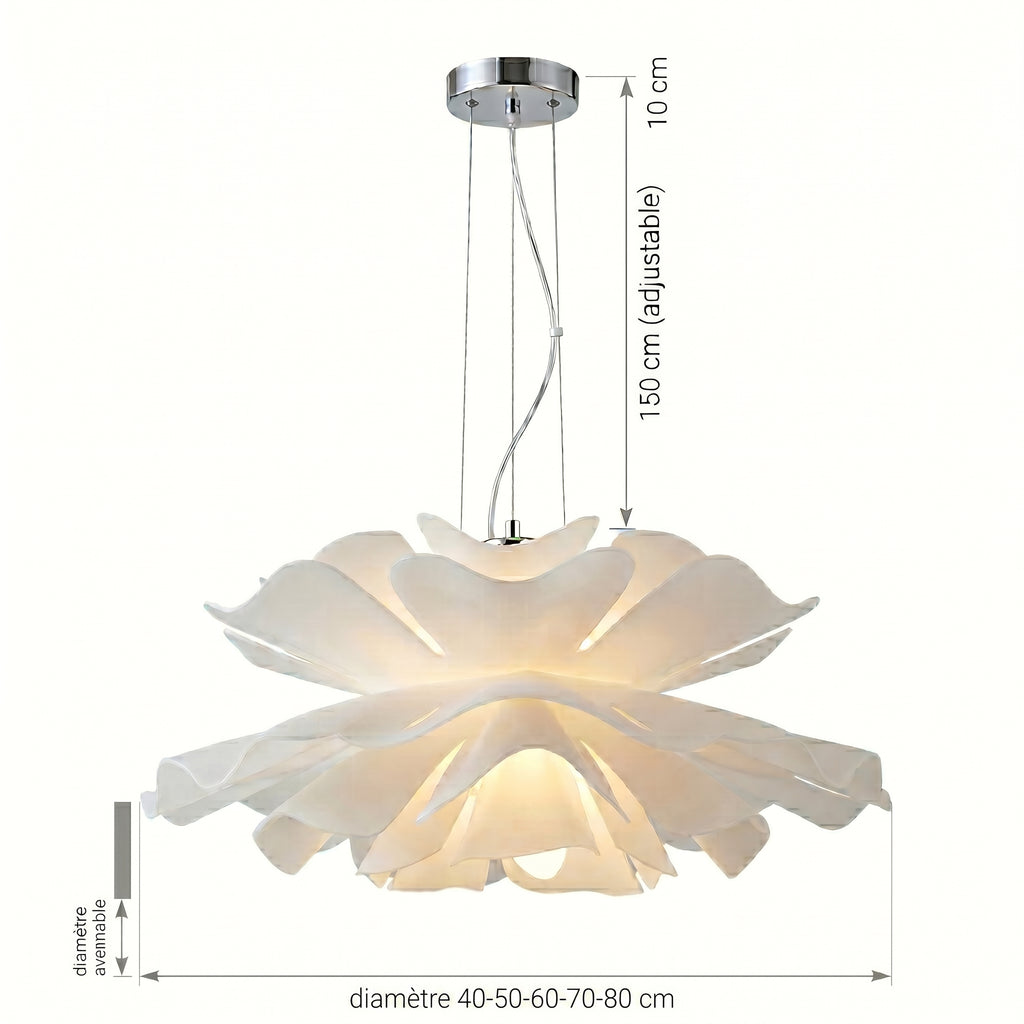 suspension fleur acrylique dimensions diamètre et câble 150 cm ajustable — Alenza