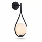 applique murale dorée globe verre opalin lumière douce salon — Alenza