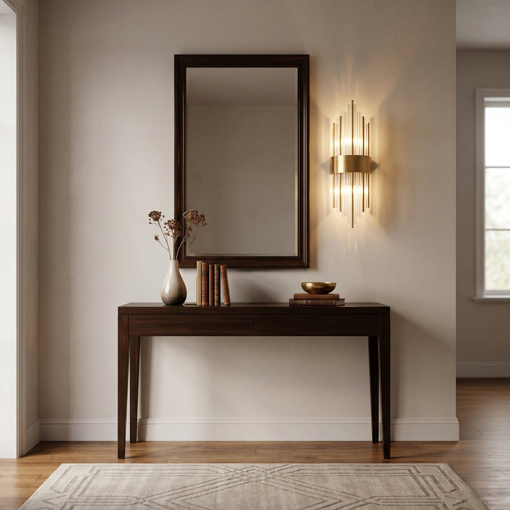 Applique murale Art déco, baguettes de verre et métal doré ou noir, double éclairage SELIA