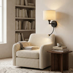 applique murale liseuse laiton abat-jour tissu USB MARELIA vue 11 — Alenza
