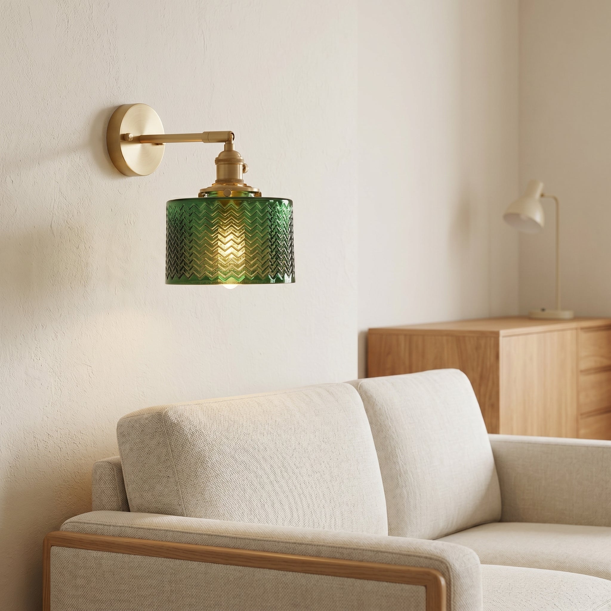 applique murale laiton verre tirette chambre — Alenza