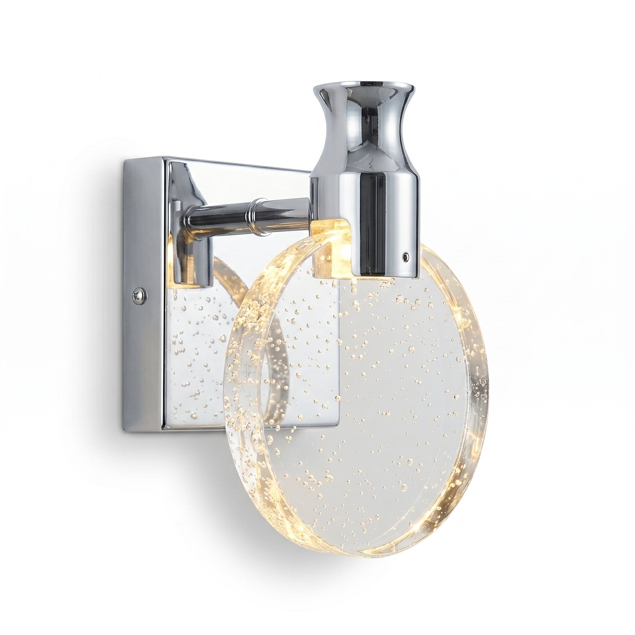 applique murale dorée métal verre halo lumineux salon — Alenza