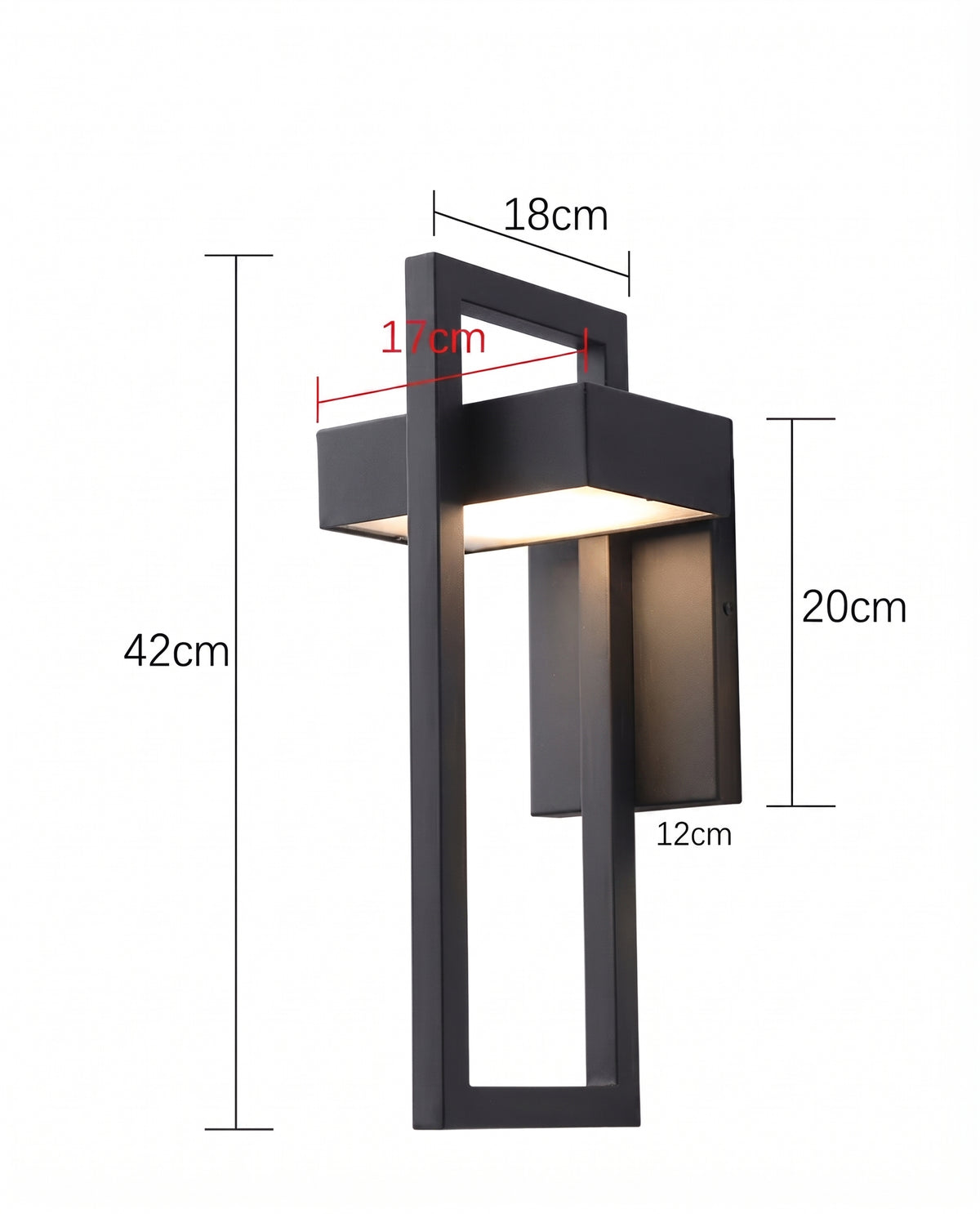 applique murale extérieure LED noire cadres géométriques QUADRA vue 2 — Alenza