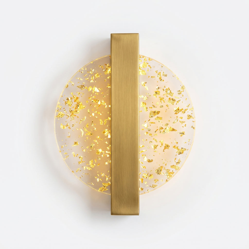 applique murale LED paillettes dorées rond salon — Alenza
