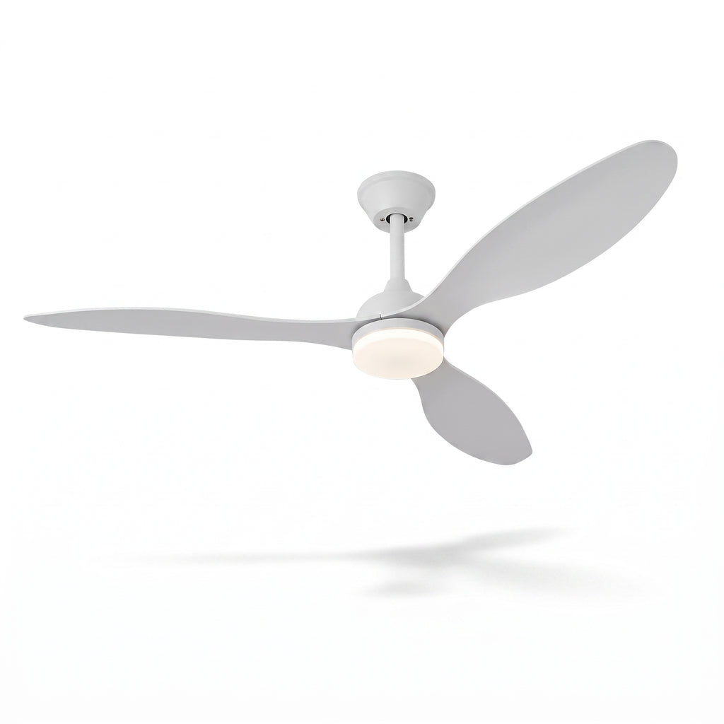 plafonnier ventilateur trois pales et disque LED central AERVIA — Alenza