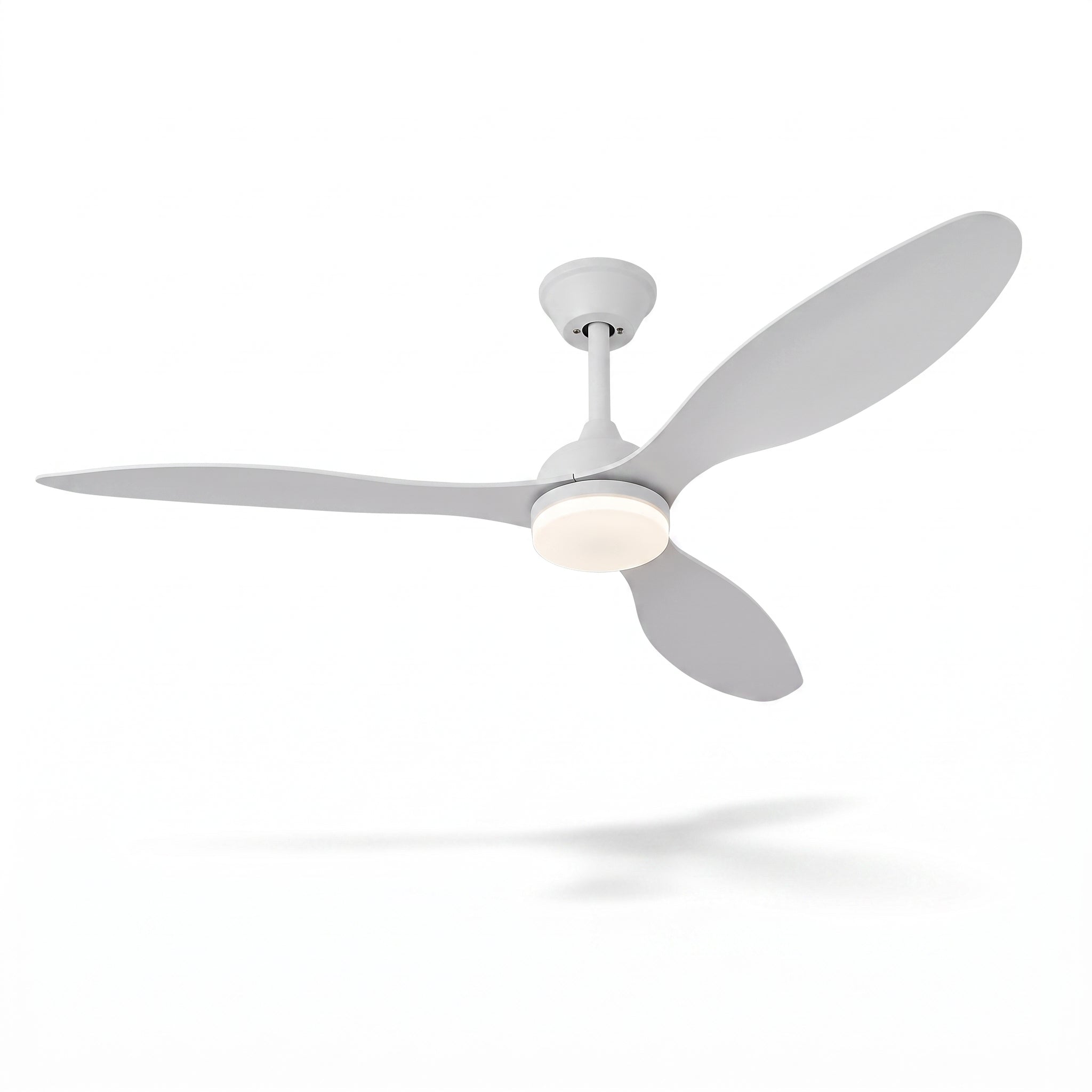 plafonnier ventilateur trois pales et disque LED central AERVIA — Alenza