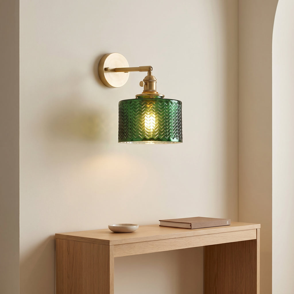 applique murale laiton verre vintage couloir — Alenza