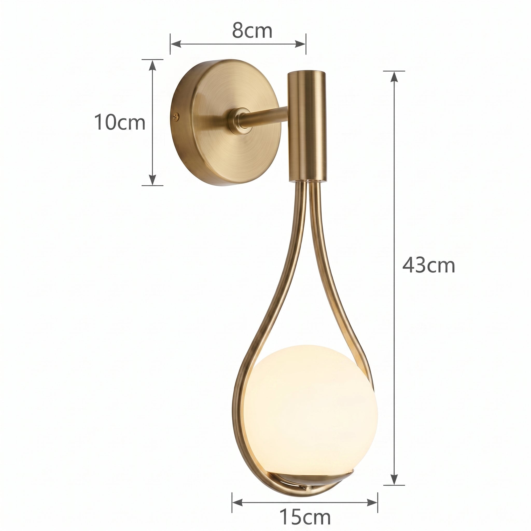 applique murale dorée globe verre opalin chambre cosy — Alenza